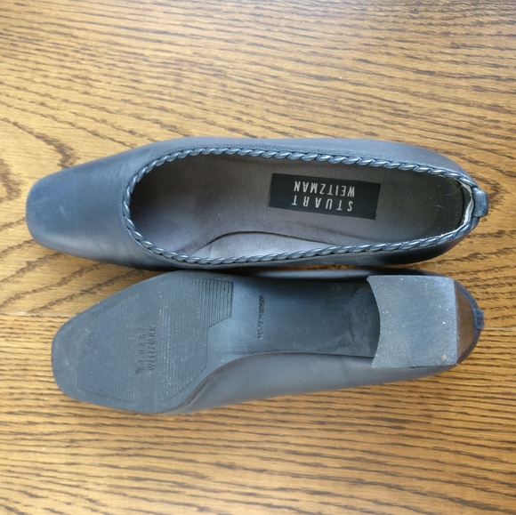 Stuart Weitzman navy leather shoes 7.5 heal 2" - Picture 2 of 5